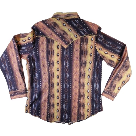 Vintage Womens Wrangler Western Shirt  Diamond Shape Pearl Snap Long Sleeve Larg - Picture 2 of 10